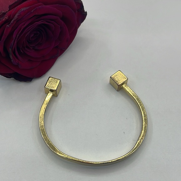 J.Crew Gold Tone Solid Squares Cuff Braclet - Picture 6 of 10